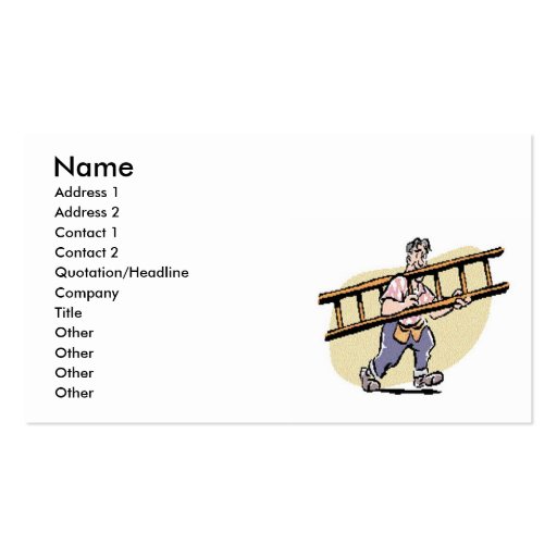 Handyman With Ladder Business Card Templates
