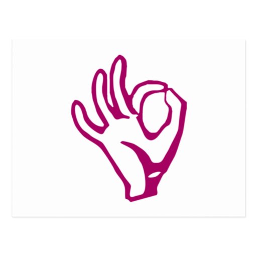 handzeichen hand sign OK Postkarte