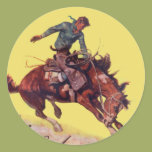 Hang On Cowboy Round Stickers