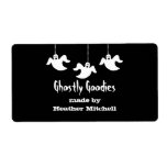 Hanging Ghosts Halloween Baking Labels, Black