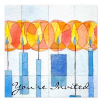Hanging Hanukkah Candles Announcement at Zazzle