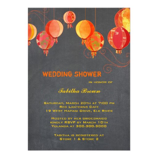 Hanging Lanterns Chalkboard Bridal Shower Invites