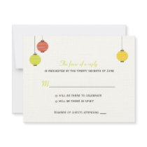 Hanging Lanterns Wedding RSVP Card Personalized Invite