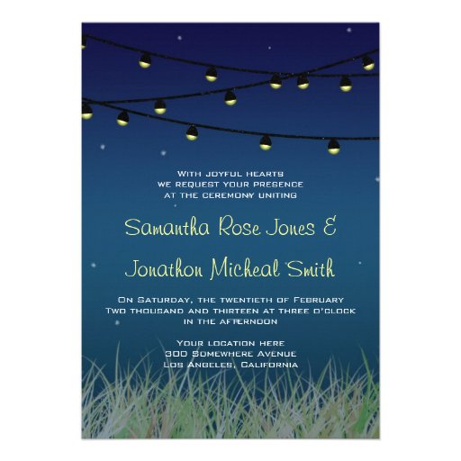 Hanging Lights Wedding Night Under the Stars Personalized Invite