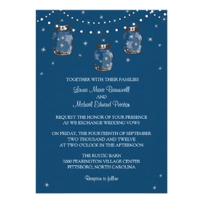 Hanging Mason Jars and Fireflies Invitation