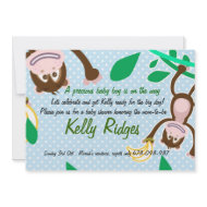 Hanging monkey Mom to Be Custom Announcements invitation