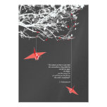 Hanging Origami Paper Cranes Wedding Invitation