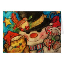 Hanging Out With Frosty - Snowman Greeting Card