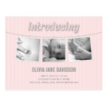 Hanging Pictures Birth Announcement - Baby Girl postcards