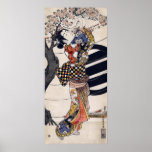 Hanging poems on a cherry tree, Ishikawa Toyonobu Poster