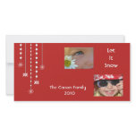 Hanging Snowflakes Custom Photo Card (red)