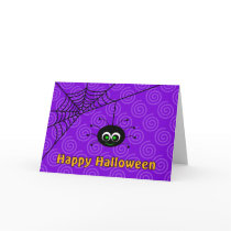 Hanging Spider Web Happy Halloween Card