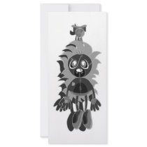 Hanging Teddy Black & White Negative Full Color Rack Card