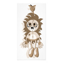 Hanging Teddy Orange Sepia Photo Card