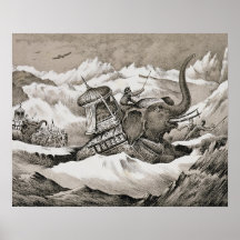 Hannibal (247-c.183 BC) and his war elephants cros Print