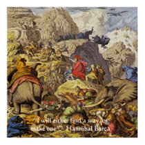Hannibal Barca In Alps W/Wisdom Quote Poster posters