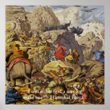 Hannibal Barca In Alps W/Wisdom Quote Poster