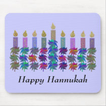 Hannukah Flower Menorah Mousepad