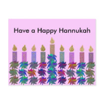 Hannukah Flower Menorah postcards by Coconutzoo Hannukah Flower Menorah postcards