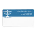Hanukkah blue white Menorah holiday shipping label