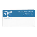 Hanukkah blue white Menorah holiday shipping Personalized Shipping Labels