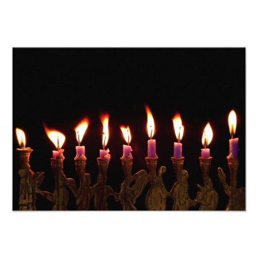 Hanukkah Chanukah Hanukah Menorah Burning Candles Personalized Announcements