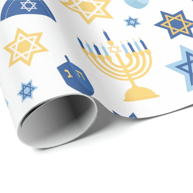 Hanukkah Chanukkah Menorah Star Wrapping Paper 3/4