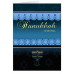 Hanukkah Greetings - Blue Stylish - Hanukkah Card