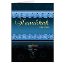 Hanukkah Greetings - Blue Stylish - Hanukkah Card