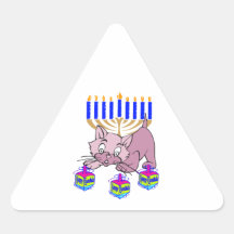 Hanukkah Kitty Triangle Stickers