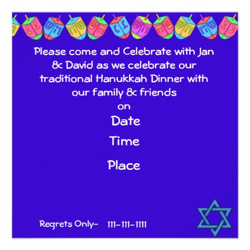 Hanukkah Menorah Invitation
