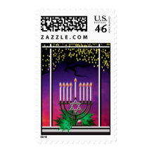 Hanukkah Menorah Postage Stamp