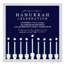 Hanukkah Menorah with Candles in Polka Dot Personalized Announcements at Zazzle