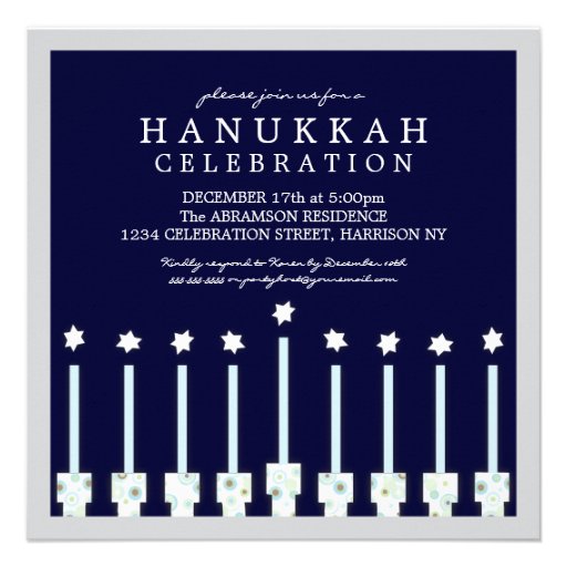 Hanukkah Menorah with Candles in Polka Dot Personalized Announcements