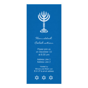 Hanukkah Motif blue Long Invitation