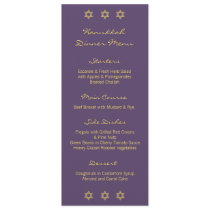 Hanukkah Motif purple Dinner Menu Invitation