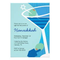 Hanukkah Party Invitations with Cocktails at Zazzle