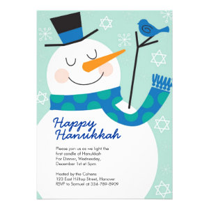 Hanukkah Party Invitations with Snowman