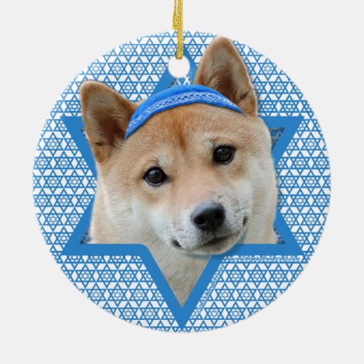 hanukkah star of david shiba inu double sided ceramic shiba inu christmas ornament