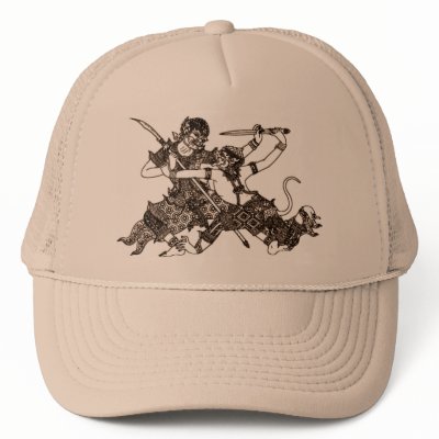 HANUMAN - FIGHTING BUDDHIST & HINDU GODS. MESH HATS by saythany