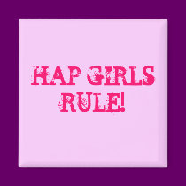 HAP GIRLS RULE! Square Magnet magnets