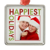 Happiest Holidays modern christmas family photo Ornaments