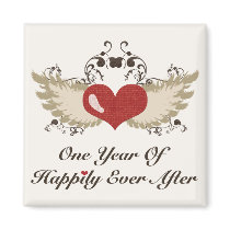 Happily Ever After 1st Anniversary Wedding Magnet by WeddingTeesGifts Happily Ever After 1st Anniversary Wedding Magnet