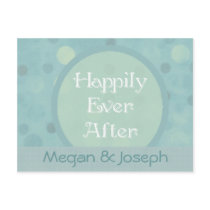 happily ever after blue polka dot, postcards