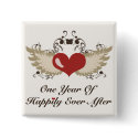 Happily Ever After First Wedding Anniversary Pin buttons by WeddingTeesGifts Happily Ever After First Wedding Anniversary Pin buttons