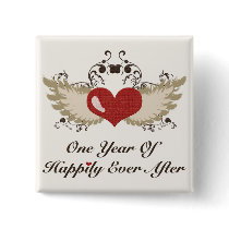 Happily Ever After First Wedding Anniversary Pin buttons by WeddingTeesGifts Happily Ever After First Wedding Anniversary Pin buttons