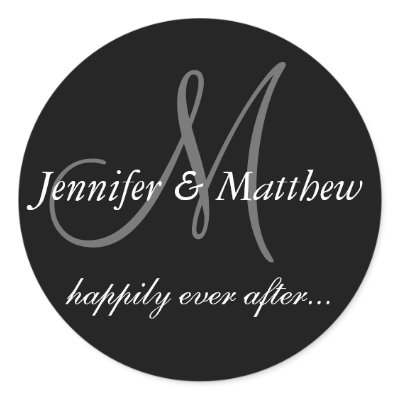 Happily Ever After Initial Wedding Favour Labels Round Stickers