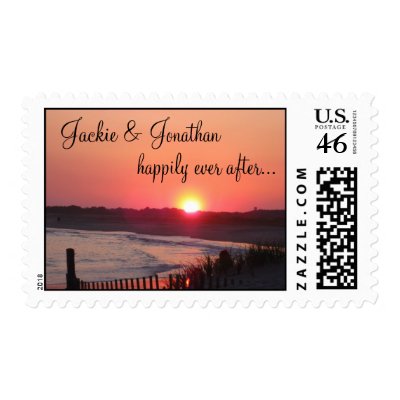 Happily Ever After (with Names) * Cape May Sunset Postage Stamps