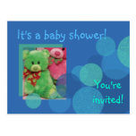Happiness Baby Shower Invitation Postcard (Blue)