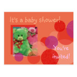 Happiness Baby Shower Invitation Postcard (Coral)
